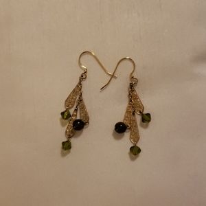 Green and Gold Earrings